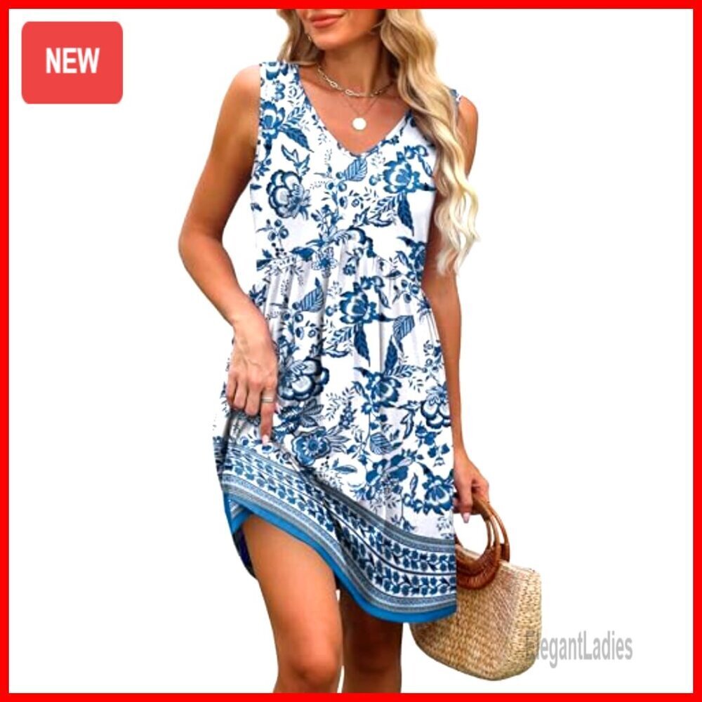 V-Neck Sleeveless Mini Dress with Pleated Waist and Pocket - Picture 2 of 7